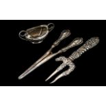 Collection of Antique Solid Silver Items. Includes Victorian 1900 Solid Silver Serving Fork,