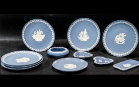 Collection of Wedgwood Blue Jasper Ware Items, comprising a heart shaped and a clover shaped