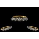 18ct Gold and Platinum Attractive Illusion Set 5 Stone Diamond Ring. The Diamonds of Excellent