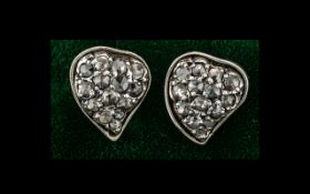 Antique Period 18ct Diamond Earrings. 18ct Gold Diamond Earrings Set In White Metal and 18ct Gold.