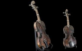 Rare Antique Violin Sampler. Rare Sampler In form of a Violin.