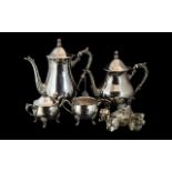 Plated Ware Tea/Coffee Set, comprising Tea Pot, Coffee Pot, Milk Jug and Sugar Bowl, together with