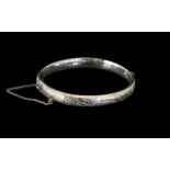 Silver Bangle with Safety Chain. Silver Bangle with Safety Chain, Nice Floral Decoration, Fully