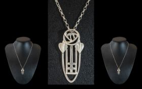 Silver Scottish Celtic Design Pendant Suspended on Silver Necklace.