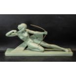 Chalk Art Deco Style Figure of a painted dancer with a bow, measures 26" x 12".