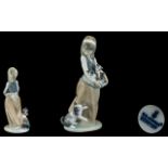 Lladro - Hand Painted Porcelain Figure ' Following Her Cats ' Kittens. Model No 1309.