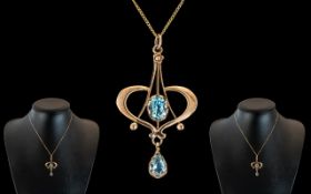 Art Nouveau - Exquisite and Attractive 9ct Gold Pendant Drop,