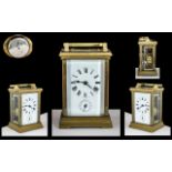 French Late 19th Century Superb Quality - Heavy Brass Cased Alarm Facility Carriage Clock, With
