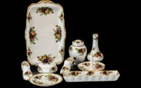 Royal Albert 'Old Country Roses' items, comprising an 11.5" rectangular tray, a ring holder, a 5.