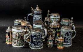 Collection of Vintage German Steinway Tankards, assorted makes including Leftman, Gertz, Avon, etc.