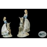 Nao by Lladro - Large and Impressive Porcelain Figure ' Girl At the Water Fountain ' Height 15