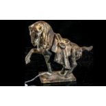 A Tang Style Metal Chinese Horse, measures 6'' .