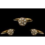 Edwardian Period Attractive 18ct Gold Seed Pearl and Diamond Set Ring of Pleasing Design and