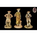 Royal Worcester Trio of 19th Century Hand Painted Figures ( 3 ) In Total. All Figures with