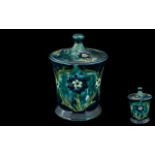 William Moorcroft Jar And Cover, Blue Green Daisy Design, Height 6½ Inches, Restored