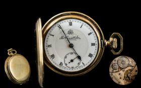 Thomas Russell and Son Gold Filled - Full Hunter Pocket Watch, Key-less, Guaranteed to Wear 10