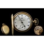 Thomas Russell and Son Gold Filled - Full Hunter Pocket Watch, Key-less, Guaranteed to Wear 10