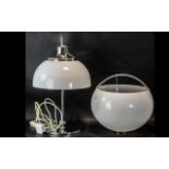 1970's Harvey Guzzini Italian Table Lamp, with chromed base and opaque white plastic shade,