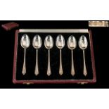 Silver Hallmark Interest. Boxed Set of Six Silver Teaspoons with Various Hallmarks. Comprises 1/
