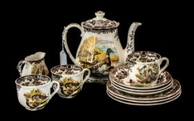 Palissy 'Game Series' Part Tea Set, comprising a tea pot, milk jug, three side plates,