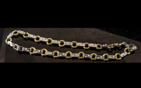 Silver And Gold Spacers Contemporary Necklace of Unusual Design. Necklace of Contemporary Design,