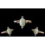 Antique Period Exquisite - 9ct Gold and Platinum Opal and Diamond Set Ring.