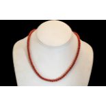 Early 20th Century Mediterranean Coral Necklace with Silver Clasp. Lovely Salmon Colour Bead