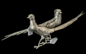 Two White Metal Pheasant Figures 12 inches in length.