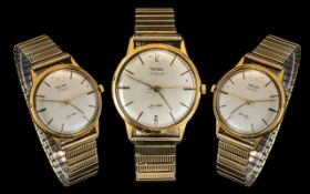 Rotary - 17 Jewels Incabloc Mechanical Gold Plated Gents Wrist Watch, With Gold Plated Expanding