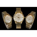 Rotary - 17 Jewels Incabloc Mechanical Gold Plated Gents Wrist Watch, With Gold Plated Expanding