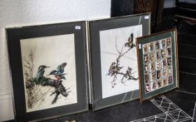 Two Large Limited Edition Edwin Penny Bird Prints 'Kingfishers' and 'Goldfinches', pencil signed