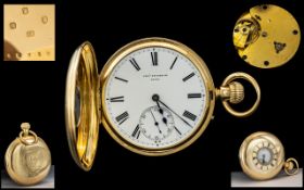 Charles Frodsham 18ct Gold Demi-Hunter Keyless Pocket Watch. English Lever Movement, Size 50 mm.