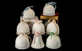 Collection of Eight Lladro Bells, and a 1998 Christmas Bell in original box.