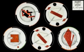 Villeroy and Boch Five Russian Constuctivist Plates by Vladimir Njemuchin for Villeroy and Boch,