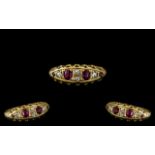 18ct Gold - Ladies Attractive Diamond and Ruby Set Ring, Excellent Setting and Design. Full Hallmark