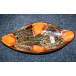 Vallauris Ceramic Fruit Bowl, fully marked to base, oval shaped with orange design,