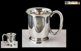 King George VI Sterling Silver Christening Cup with Large C Shaped Handle.