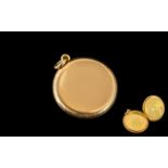 15ct Gold Edwardian Locket, Plain Round Form,