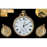 Gentleman's Swiss Made 15ct Gold - Open Faced Keyless Pocket Watch. English Lever Movement.