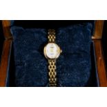 Ladies Rotary 9ct Gold Wrist Watch, mother of pearl dial marked Rotary Elite, with box and papers.