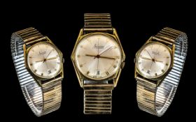 Accurist - 21 Jewels Swiss Made Wrist Watch with Expanding Gold Plated Watch Band. c.1960's / 1970'