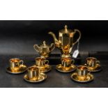 Japanese - Mikado Hand Painted ( 14 ) Piece Coffee Set In Gold ( 22ct ) Consists of 6 Coffee Cups