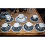 Tuscan 'Manhattan' Bone China Tea Set comprising milk jug, sugar bowl, six cups,