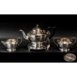 Silver Plated Ware Set Comprising Tea Pot on Stand, Milk Jug and Sugar Bowl,