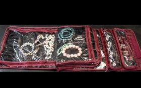 Collection of Costume Jewellery in a travelling tarnish resistant jewellery case in tapestry