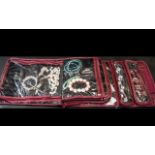 Collection of Costume Jewellery in a travelling tarnish resistant jewellery case in tapestry