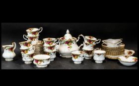 Royal Albert Old Country Roses Set comprising teapot, milk jug, sugar bowl, 13 teacups,