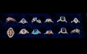 Superb Collection of 925 Silver & CZ's Rings. All Stamped 925, Various Sizes, Designs and Colours.