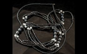 A Single Strand Hematite Necklace, 20" l