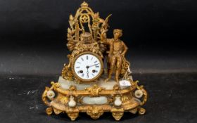 A French Gilt Metal Mantle Clock, white